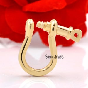 14K Gold Shackle Lock, Anchor Shackle Lock, Plain Shackle Lock, Snaffle Shackle Connector Lock, Anchor Charm Holder, Shackle Link Lock Gold