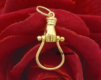 14k Gold Helping Hand Charm Holder: Figa Pendant Connector