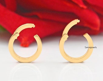 14k Gold Gold Kreis Charm-Halter, 14k Gold runder Charm-Halter, Gold Enhancer Charm-Halter, Gold Snap Push Lock, Gold Link Lock, Verschluss
