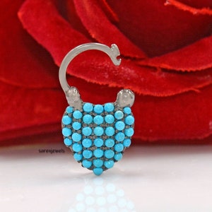 925 Silver Turquoise Heart Padlock, Gemstone Padlock, Turquoise Heart Padlock, Padlock Connector, Padlock Pendant, Heart Turquoise Padlock