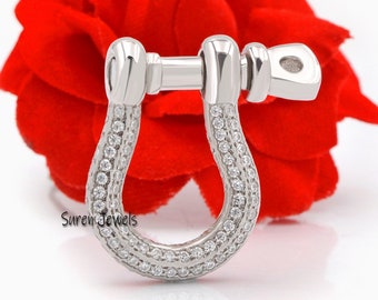 14K Gold Plated Shackle Lock: 925 Silver Anchor Charm Holder