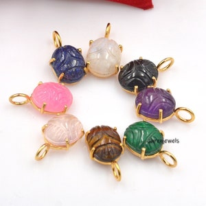 14K Gold Small Scarab Pendant, Designer Gold Amethyst Scarab Charm, Gemstone Scarab Pendant, Hand Carving Scarab, Carved Scarab Amulet Charm