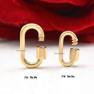 14k yellow gold carabiner lock gold plain carabiner lock woman jewelry connector lock