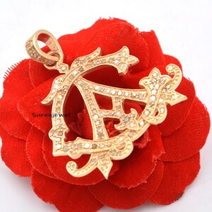 Pave Diamond 925 Sterling Silver Monogram Pendant