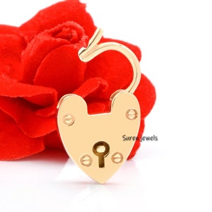 14k gouden harthangslot, gouden hangslotsieraden, hangslot paperclipketting, gouden hangslot, 9K harthangslot, gouden hangslot, handgemaakt hangslot