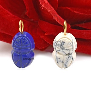 14K Gold Gemstone Scarab Pendant, Hand Carving Scarab, Carved Scarab Pendant, Designer Scarab Charm,Small Scarab Pendant,Scarab Amulet Charm