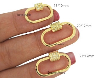 14k Gold Diamond Carabiner Lock: Pendant Jewelry
