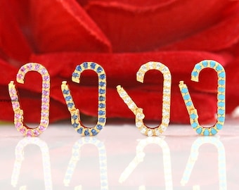 14K Gold Turquoise Charm Holder Pendant: Oval Link Lock