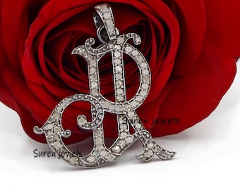 925 Silver Diamond Monogram Pendant: Custom Initial Jewelry