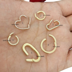 14k Gold Multiple Charm Holder Necklace, Gold Charm Collector Necklace, Open Link Enhancer Carabiner Charm Clip Necklace