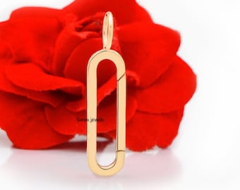 14K Yellow Gold Charm Holder: Designer Necklace Connector Lock