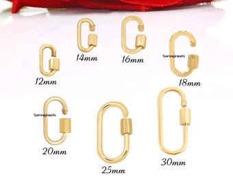 14k Gold Plated 925 Silver Carabiner Lock: Oval Jewelry Clasp