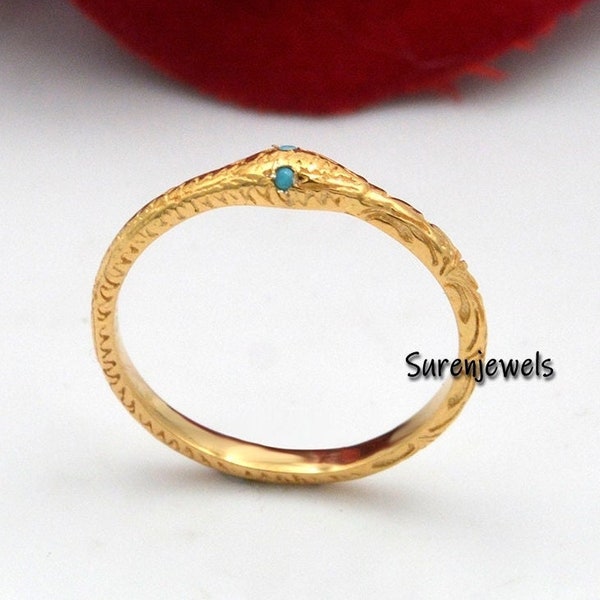 14k Solid Gold Ouroboros Snake Ring, Emerald Ouroboros Snake, Ouroboros Snake Ring in 14k Gold, Gold Ouroboros Ring