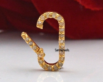 14k Gold Diamond Charm Enhancer: Yellow Gold Paperclip Necklace Holder