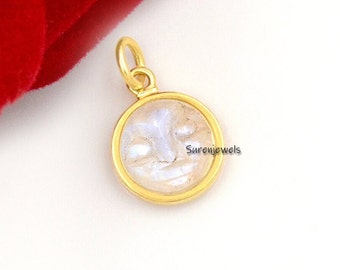 14k Gold Moonstone Moon Pendant, Gold Carved Moon face Pendant, Natural Clear Quartz Moon Pendant, Solid Gold Gemstone Moon face Pendant