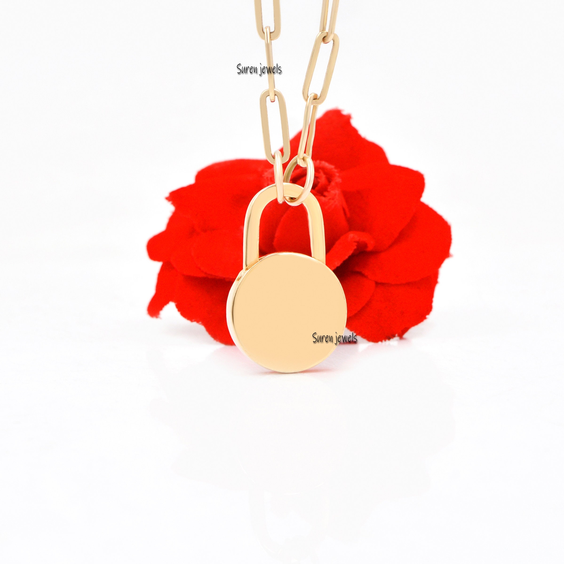 Diamond Compass Charm Lock: 925 Silver Gemstone Padlock Pendant - View 7 - Suren Jewels | SKU: SJP889-SLWGDI