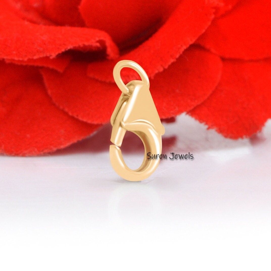 14K Gold Lobster Clasp: Solid Gold Enhancer Lock, 8mm - Suren Jewels | SKU: SJF202-SLYG