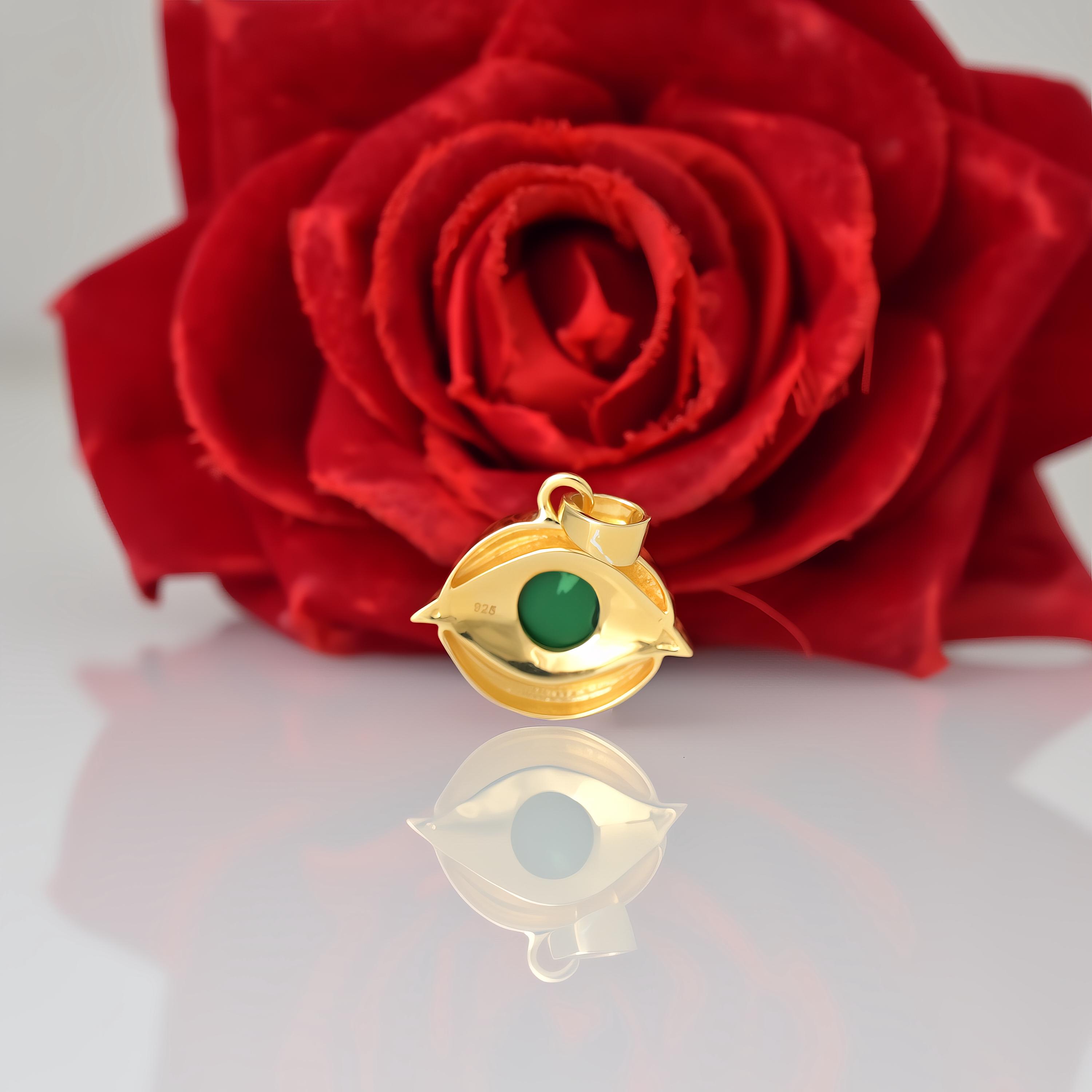 14k Gold Gemstone Evil Eye Pendant: Good Luck Charm - View 5 - Suren Jewels | SKU: SJP4634-SLYGLPZ-25M