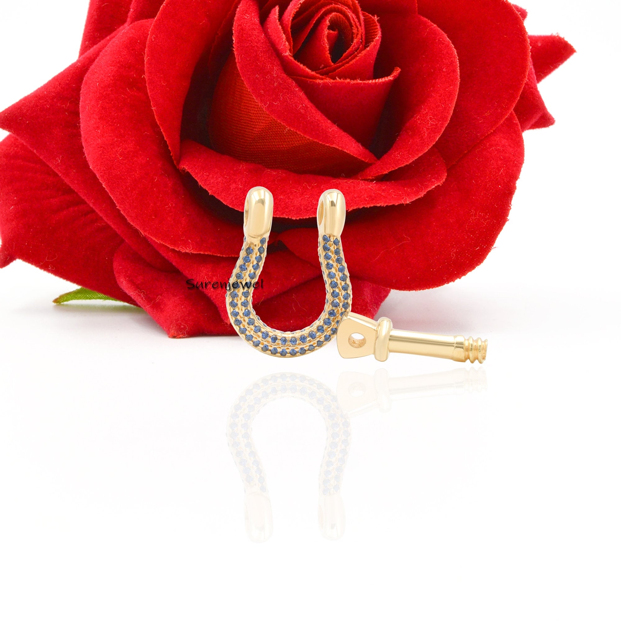 14K Gold Plated Shackle Lock: 925 Silver Anchor Charm Holder - View 4 - Suren Jewels | SKU: SJP842
