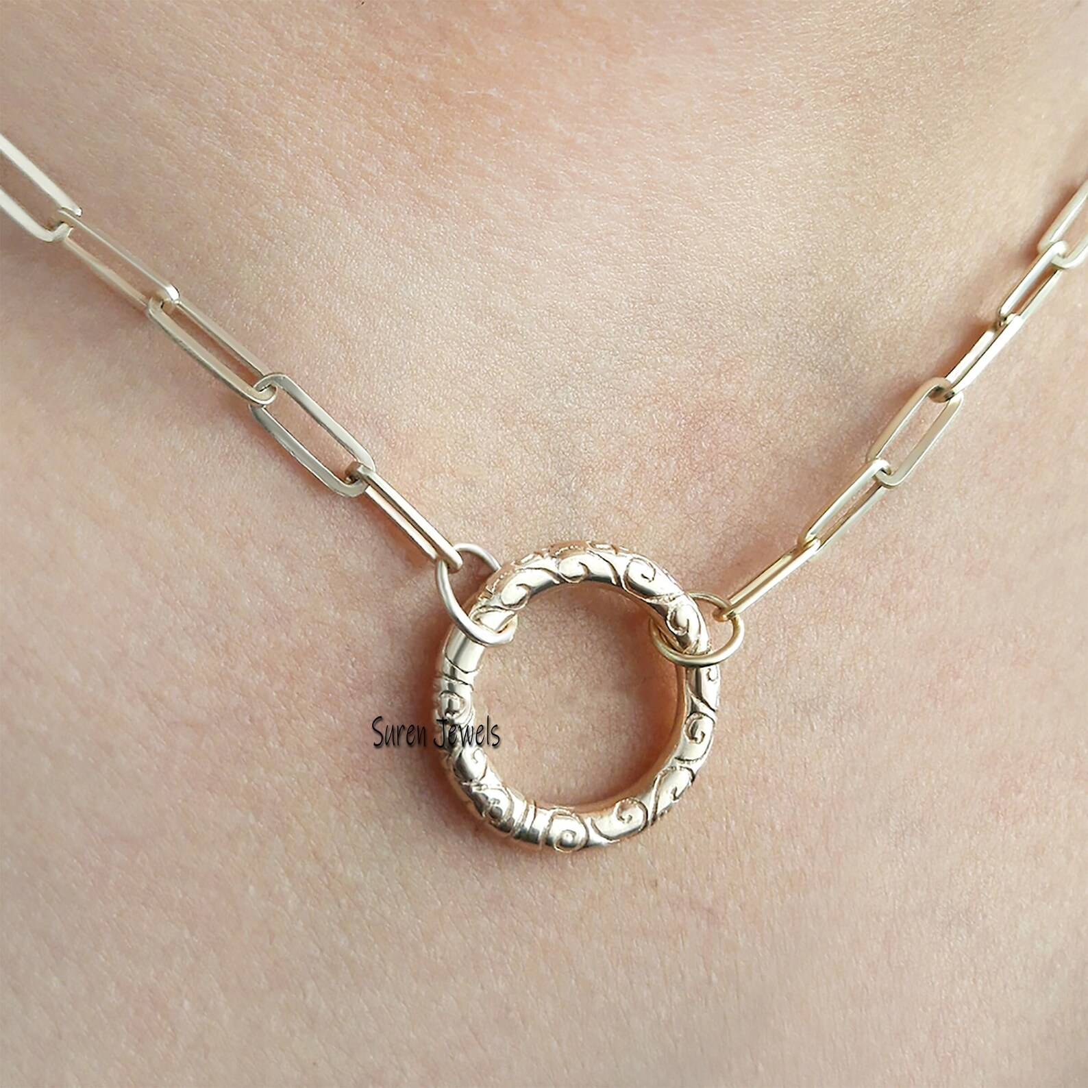 925 Silver Round Engraved Charm Holder Enhancer Charm Holder Etsy