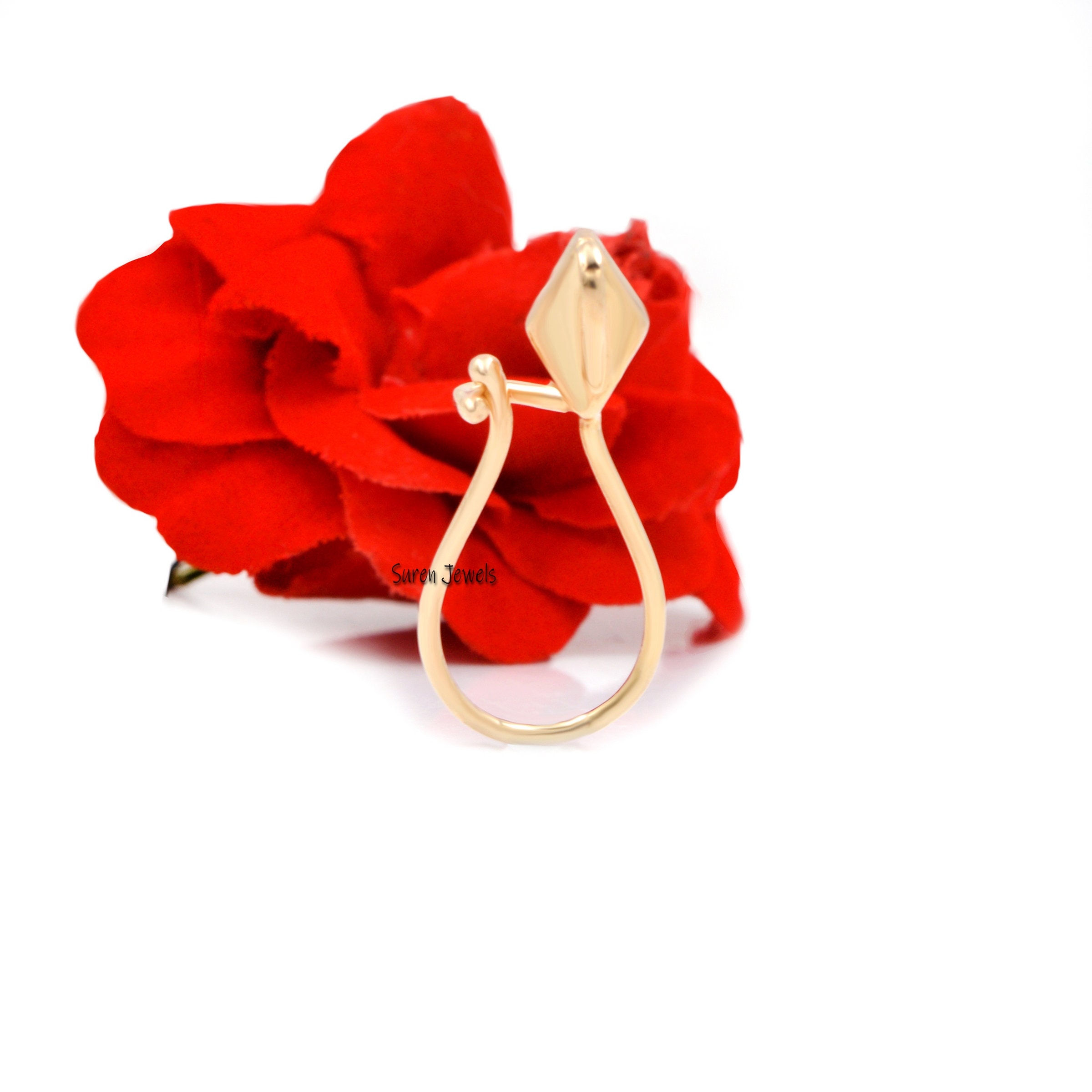 14K Gold Shepherd Hook Charm Enhancer: Anchor Lock (25MM) - View 2 - Suren Jewels | SKU: SJP893-SLYG