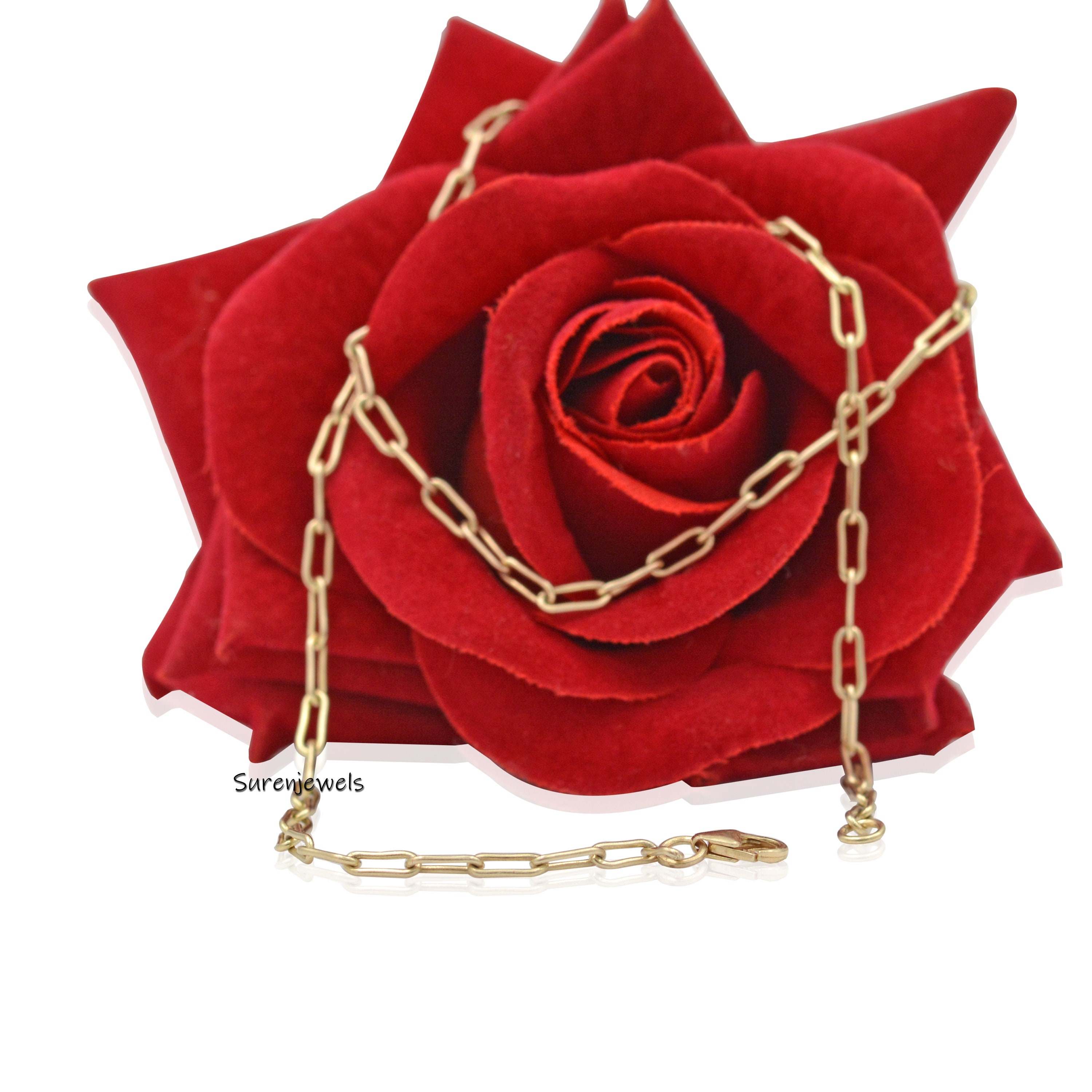9K Gold Carabiner Cable Chain Necklace: Oval Link - View 3 - Suren Jewels | SKU: SJN279-9KYG-18I