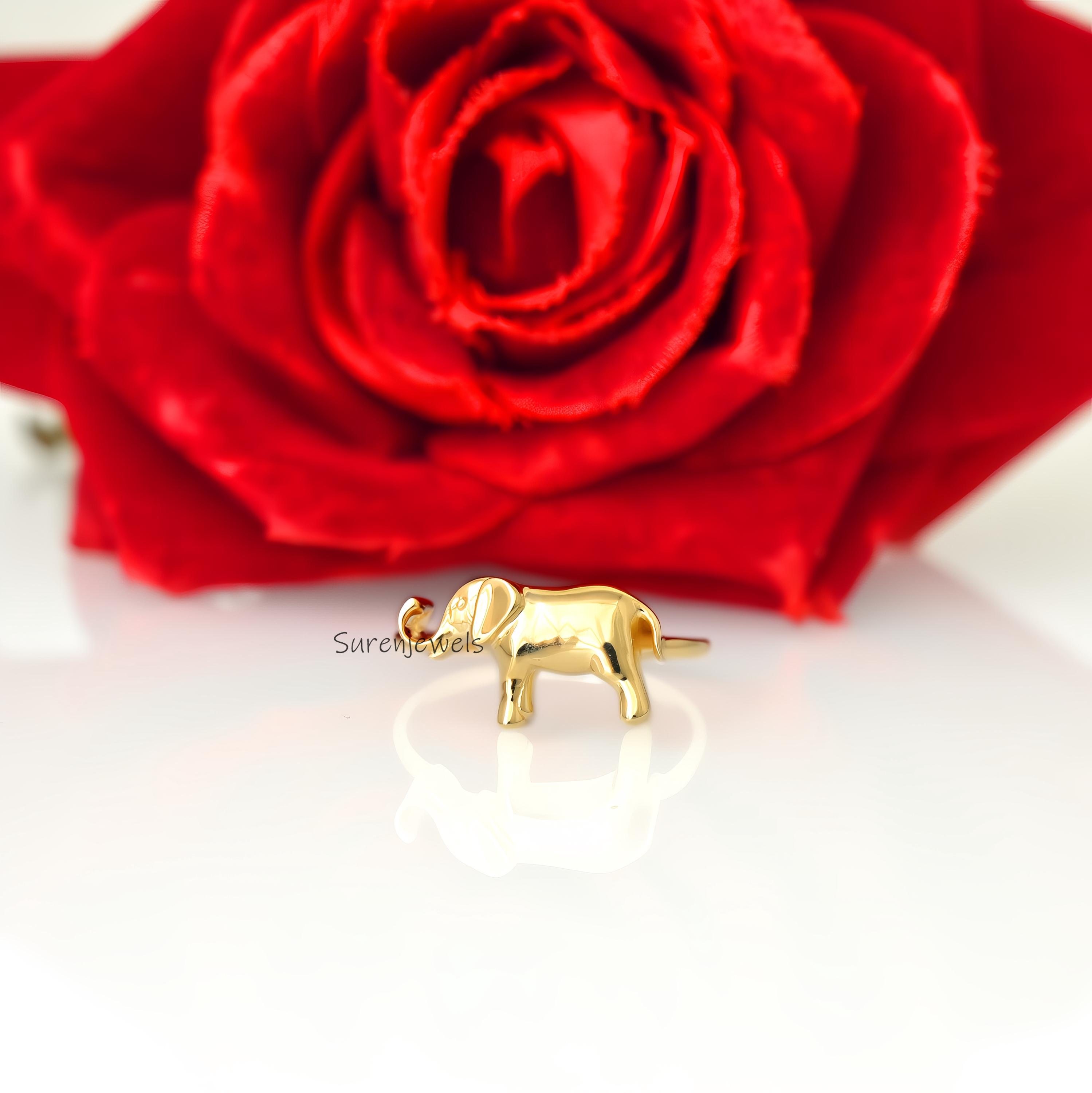 14k Gold Elephant Ring: Dainty Animal Jewelry - View 5 - Suren Jewels | SKU: SJR3230-SLNS-US-7.5,SJR2938-SLRGCZ-US-7,SJR3021-