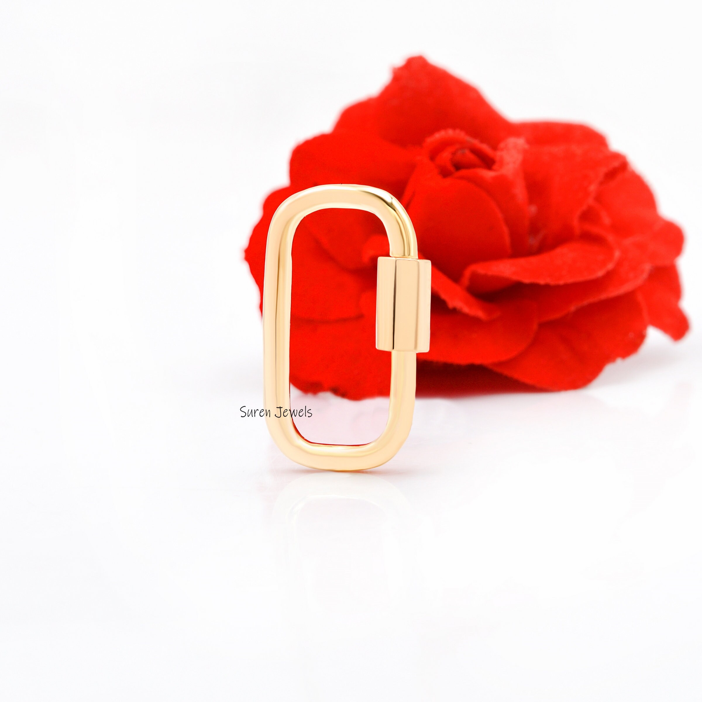 14k Gold Carabiner Lock: 925 Silver Pendant Finding - View 4 - Suren Jewels | SKU: SJC02-slyg