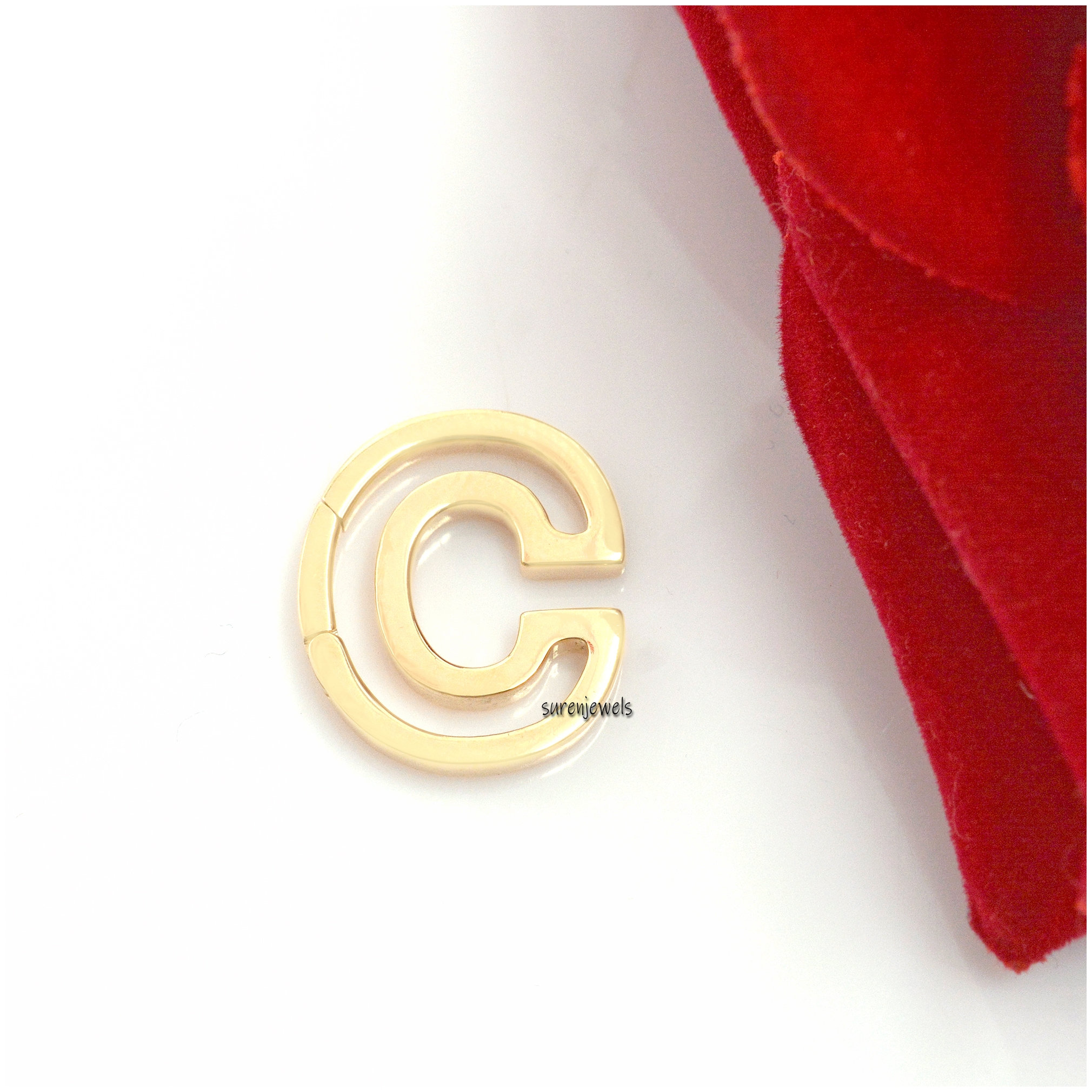 14k Gold Charm Enhancer: Designer Connector Clasp Lock (16mm) - View 2 - Suren Jewels | SKU: SJP978-14KYG-A