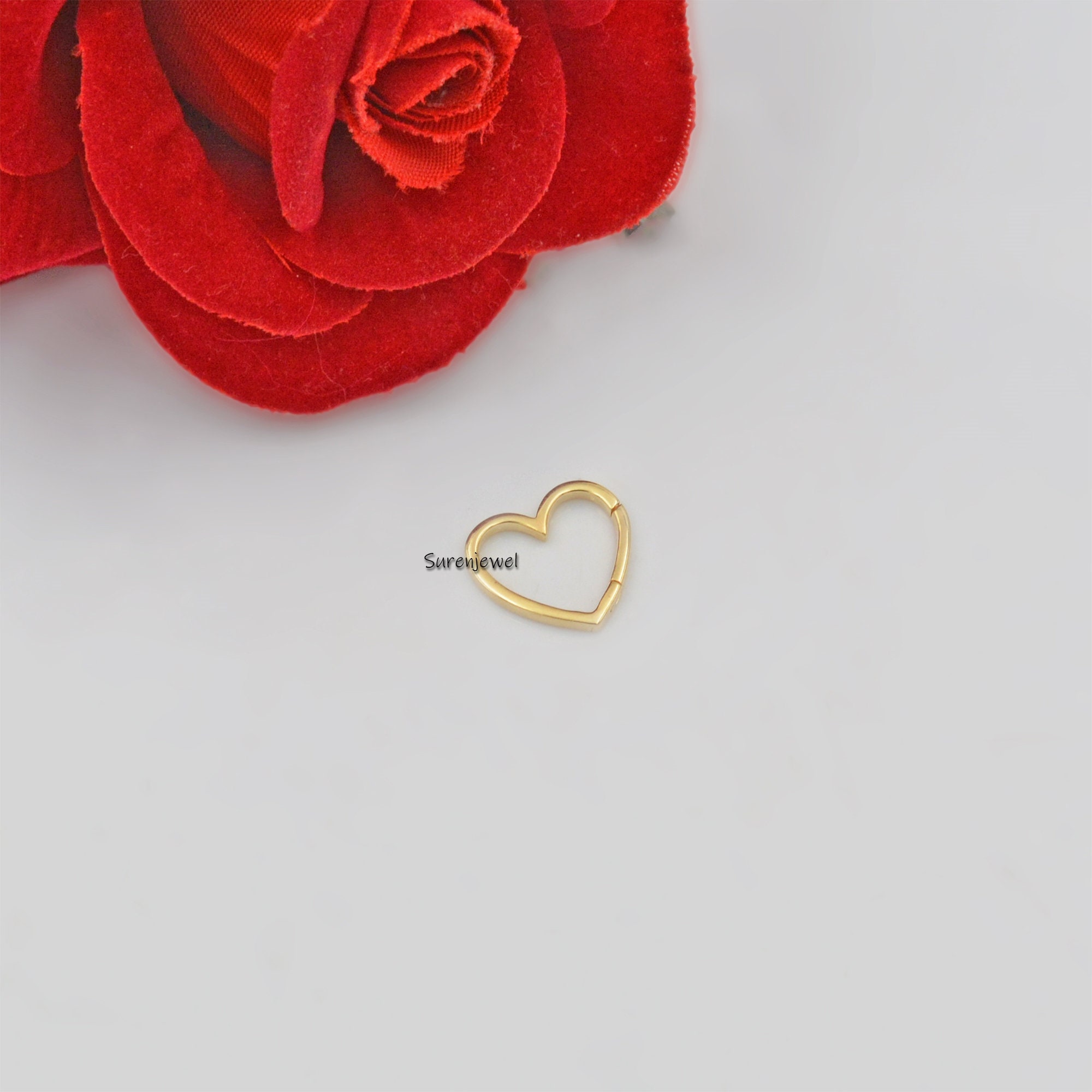 14k Gold Heart Charm Holder: Multi Charm Lock Enhancer - View 6 - Suren Jewels | SKU: SJP536-14KYG-N47-18I