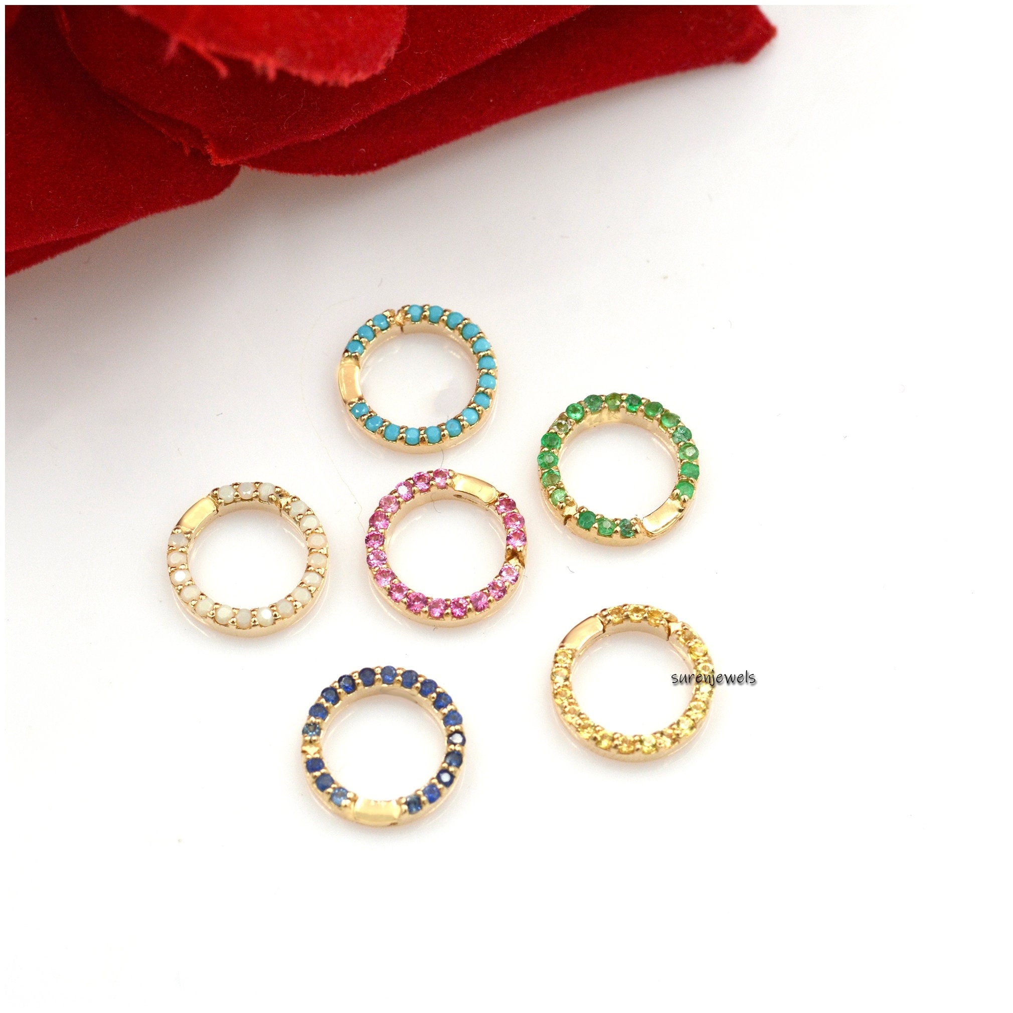 14K Gold Charm Holder: Round Enhancer Link - Suren Jewels | SKU: SJF119-14KYGBSP