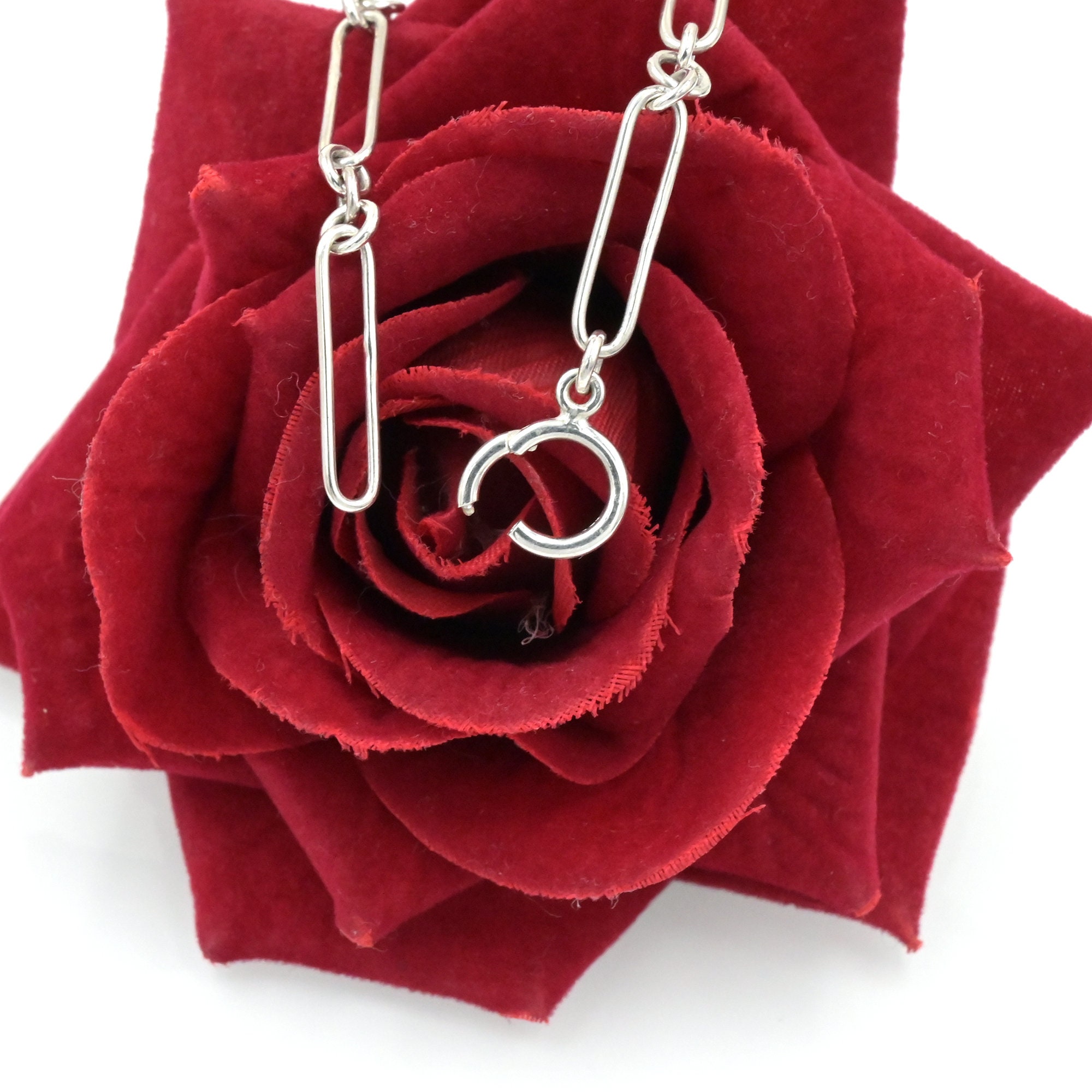 Sterling Silver Mixed Link Chain Enhancer Necklace - Charm Holder Lock - View 3 - Suren Jewels | SKU: MJN896-SLNS-18I-10M