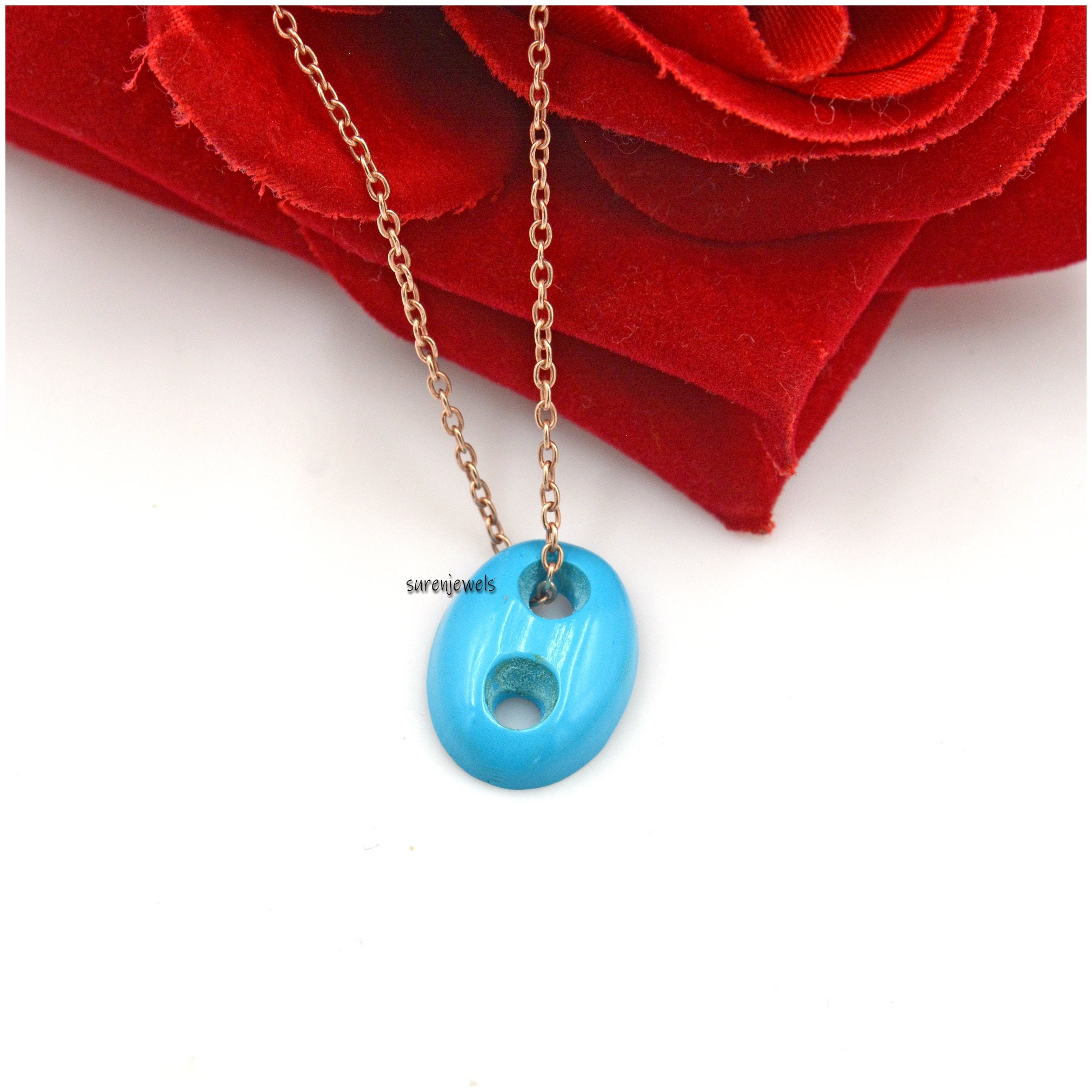 925 Silver Gemstone Soda Pull Tab Pendant: Carved Mariner Link Charm - View 3 - Suren Jewels | SKU: SJP1622