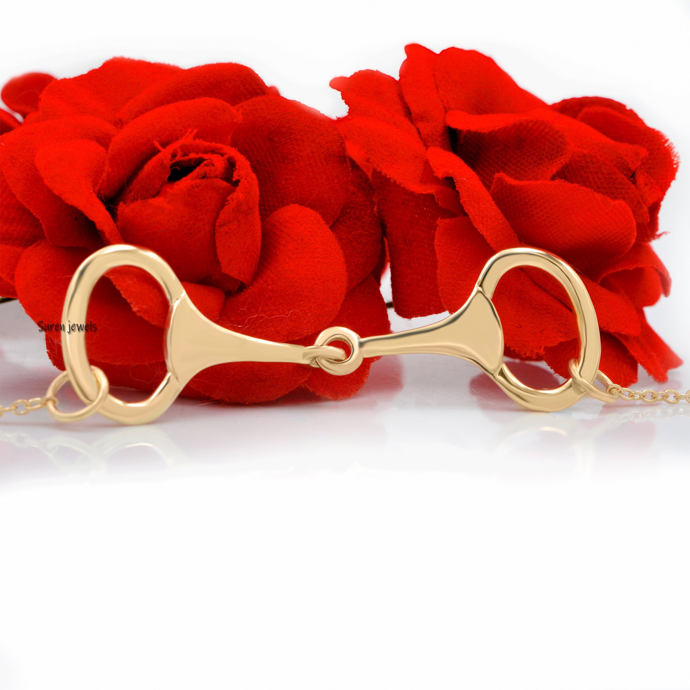 Silver Snaffle Bit Bracelet: Equestrian Horsebit Jewelry - View 3 - Suren Jewels | SKU: SJA12-SLYG
