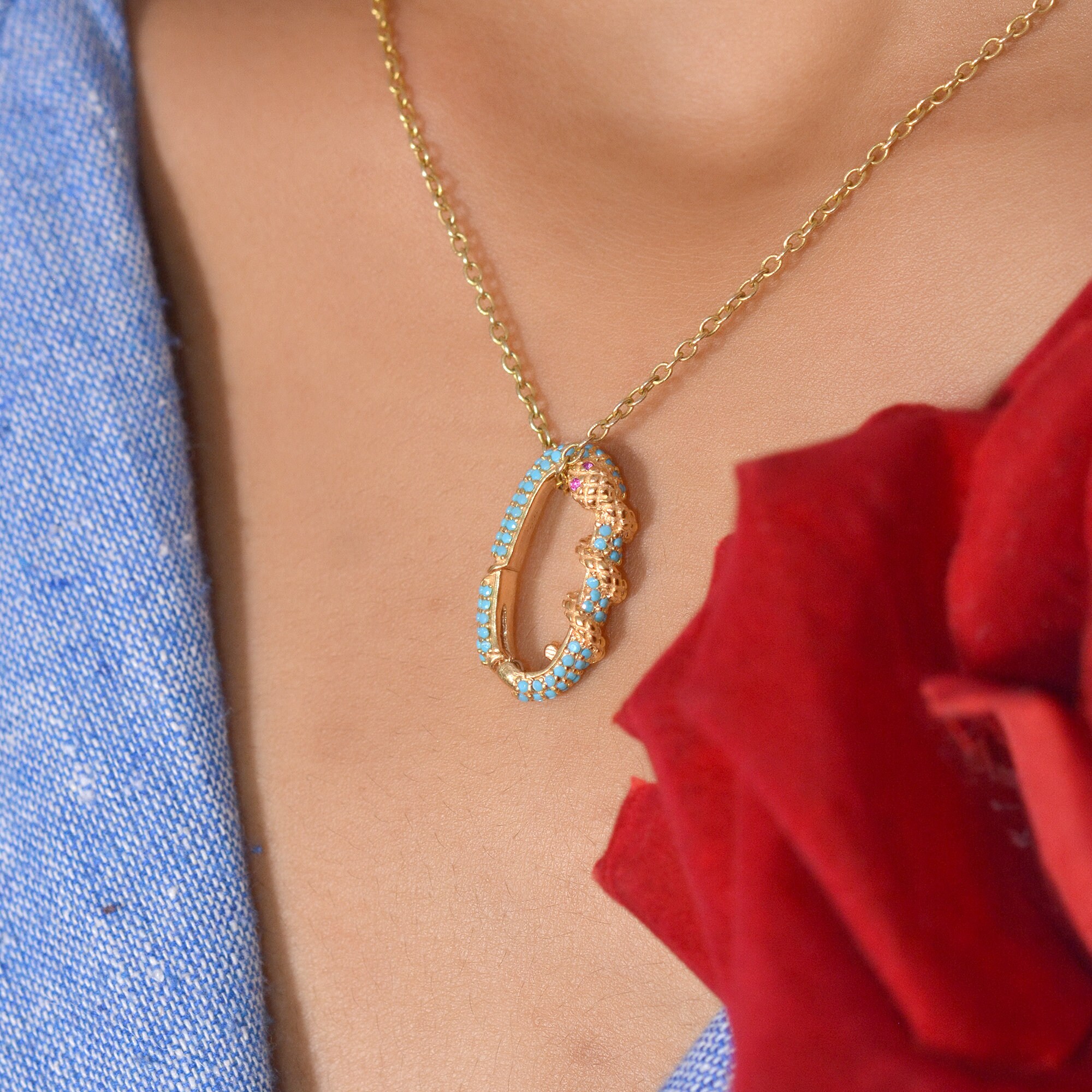 Diamond Snake Charm 14k Gold Enhancer - View 3 - Suren Jewels | SKU: SJP1136-SLRHYGRU-22M