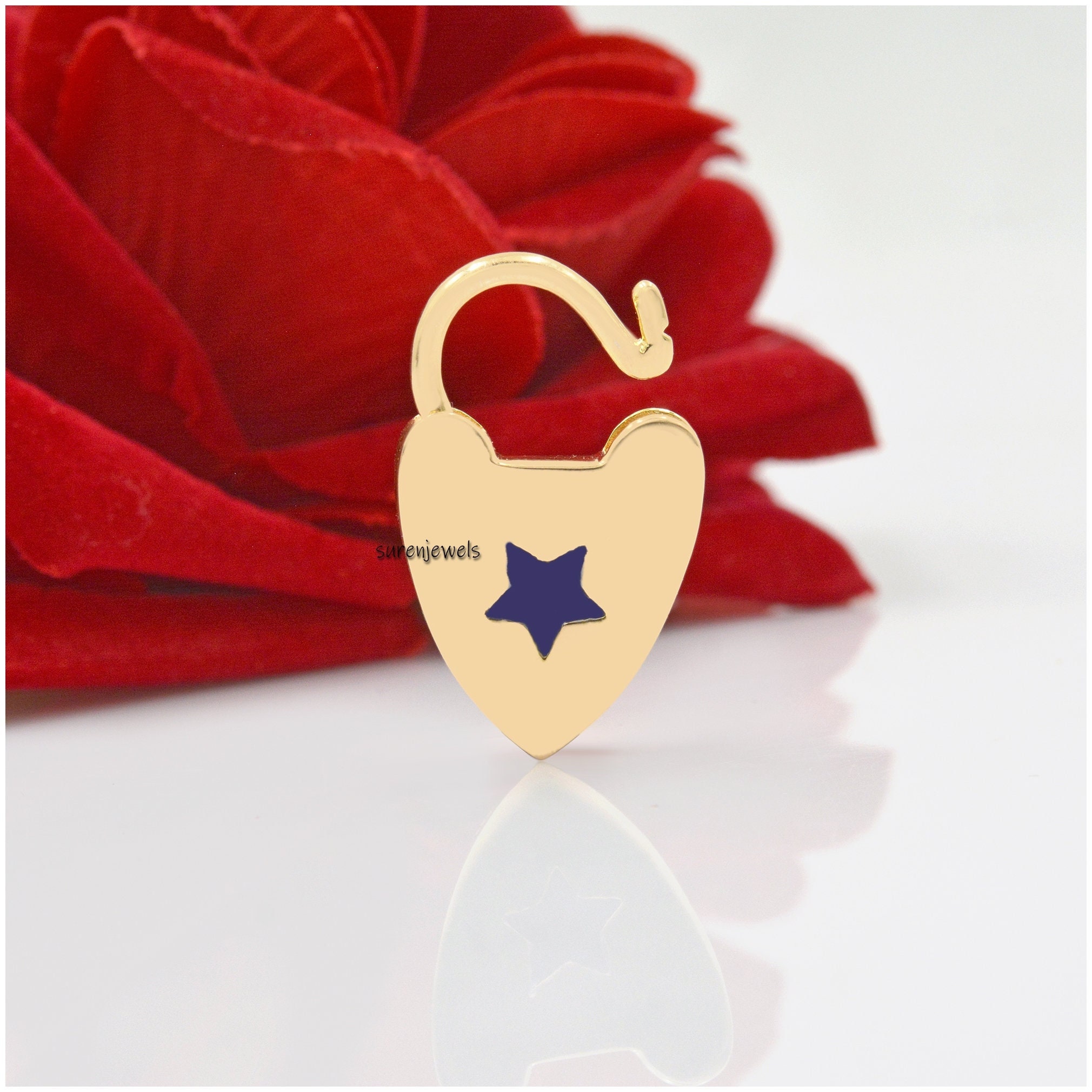 925 Silver Enamel Star Padlock: Handmade Heart Jewelry - Suren Jewels | SKU: SJP47-SLNSELTQ