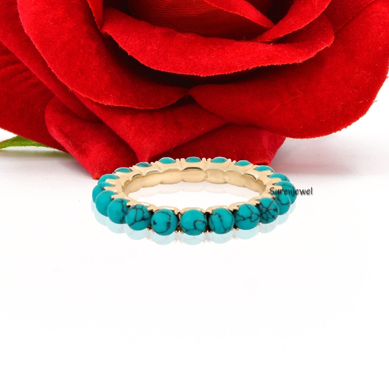925 Silver Turquoise Eternity Band Ring - Suren Jewels | SKU: SJR996-SLNSTQ-US-10