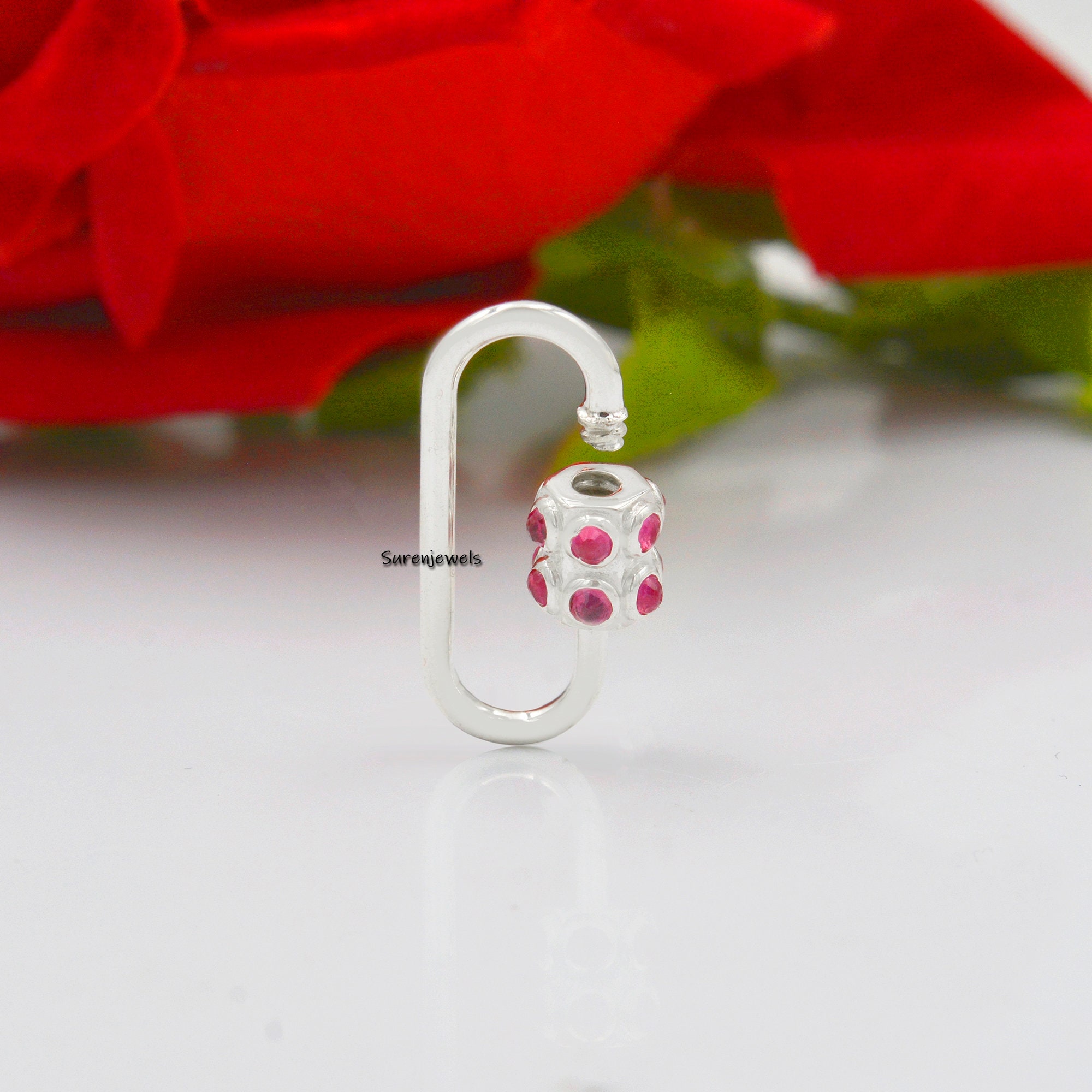 Mousqueton Diamant Or Massif 14 Carats - Fermoir Lobster Diamanté 15x11mm - Joaillerie Inde