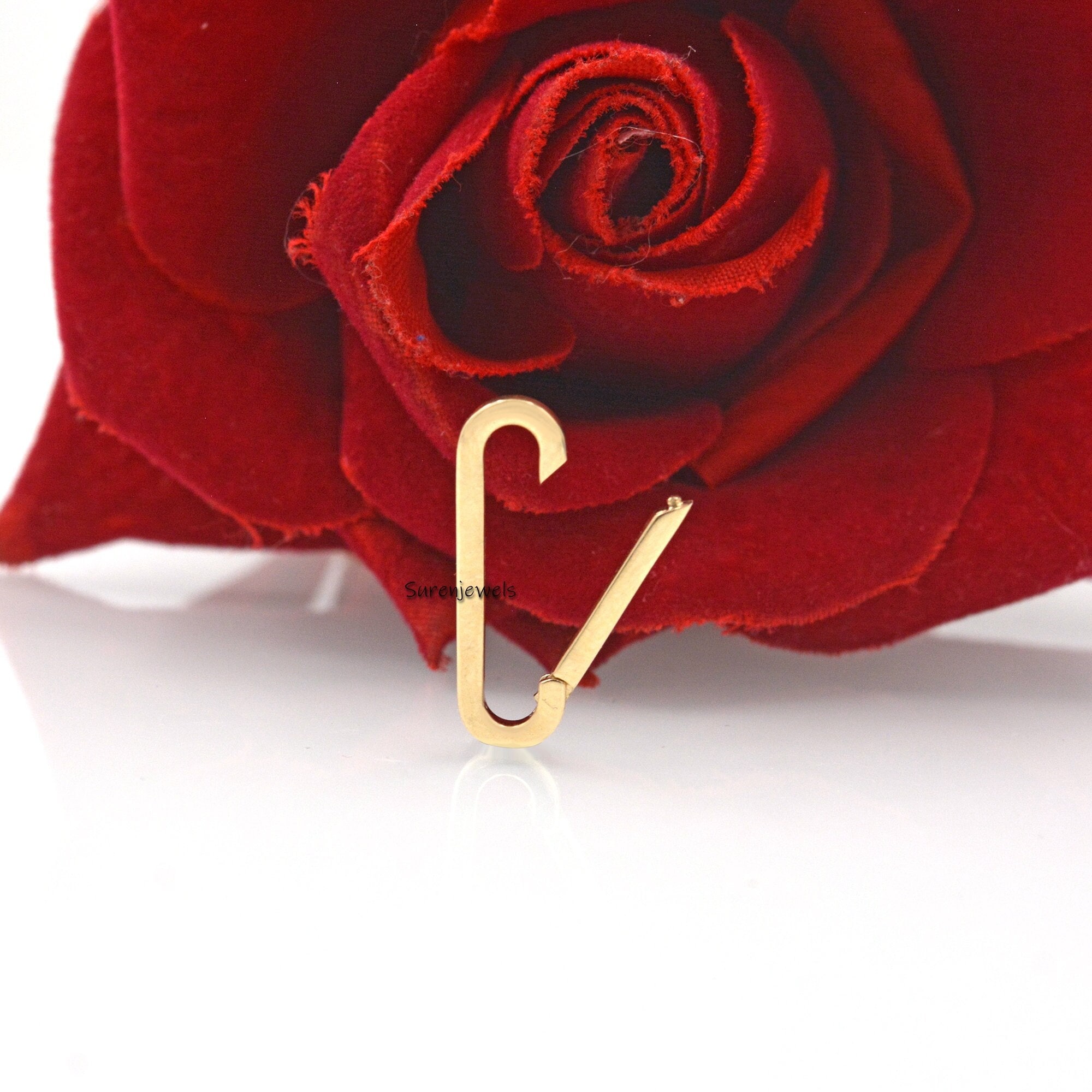 14K Solid Gold Charm Enhancer Connector: Silver Charm Holder Pendant - Suren Jewels | SKU: SJP680-14KYG-22M