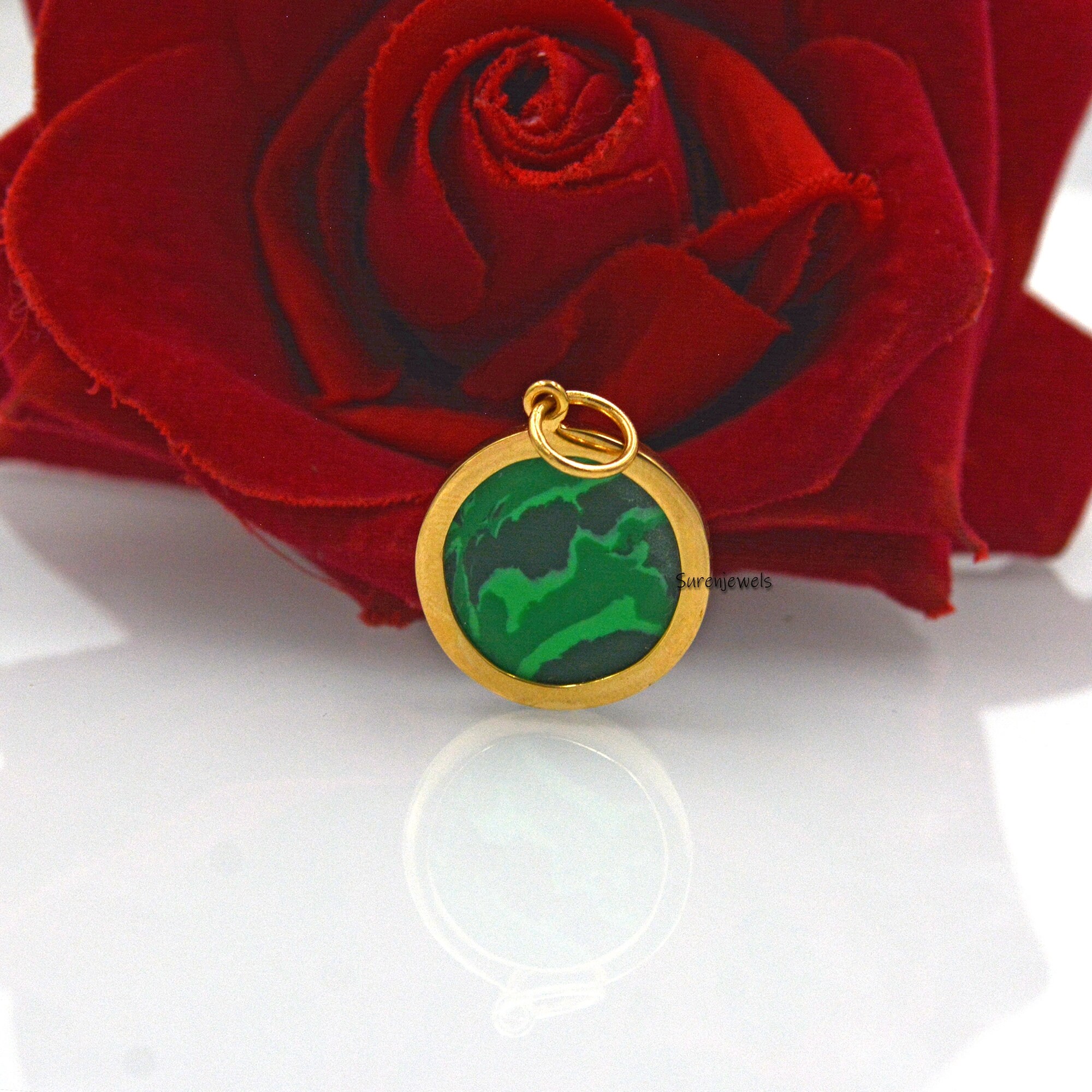 14K Yellow Gold Carved Quartz Ball Pendant - Handmade Designer Gemstone - View 2 - Suren Jewels | SKU: SJP1572-SLYGMSPCZ