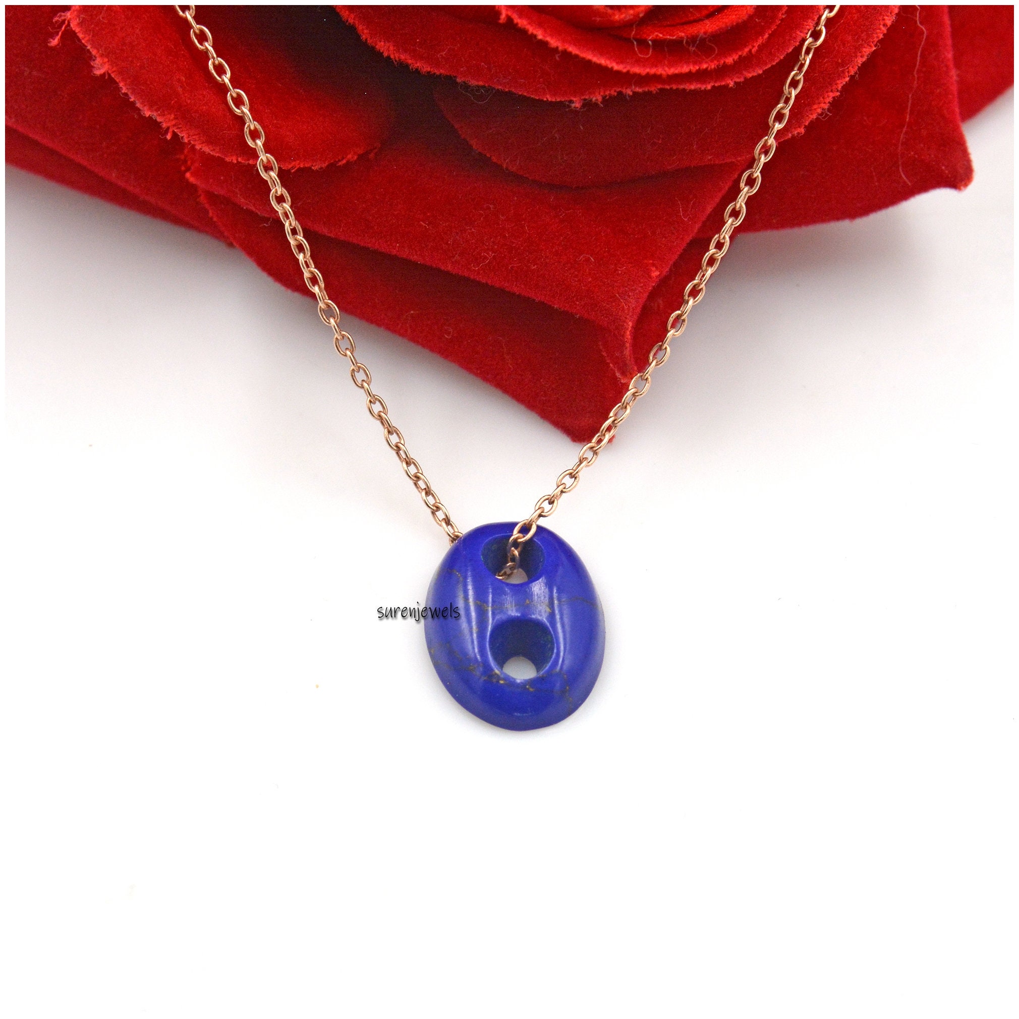 925 Silver Gemstone Soda Pull Tab Pendant: Carved Mariner Link Charm - View 2 - Suren Jewels | SKU: SJP1622