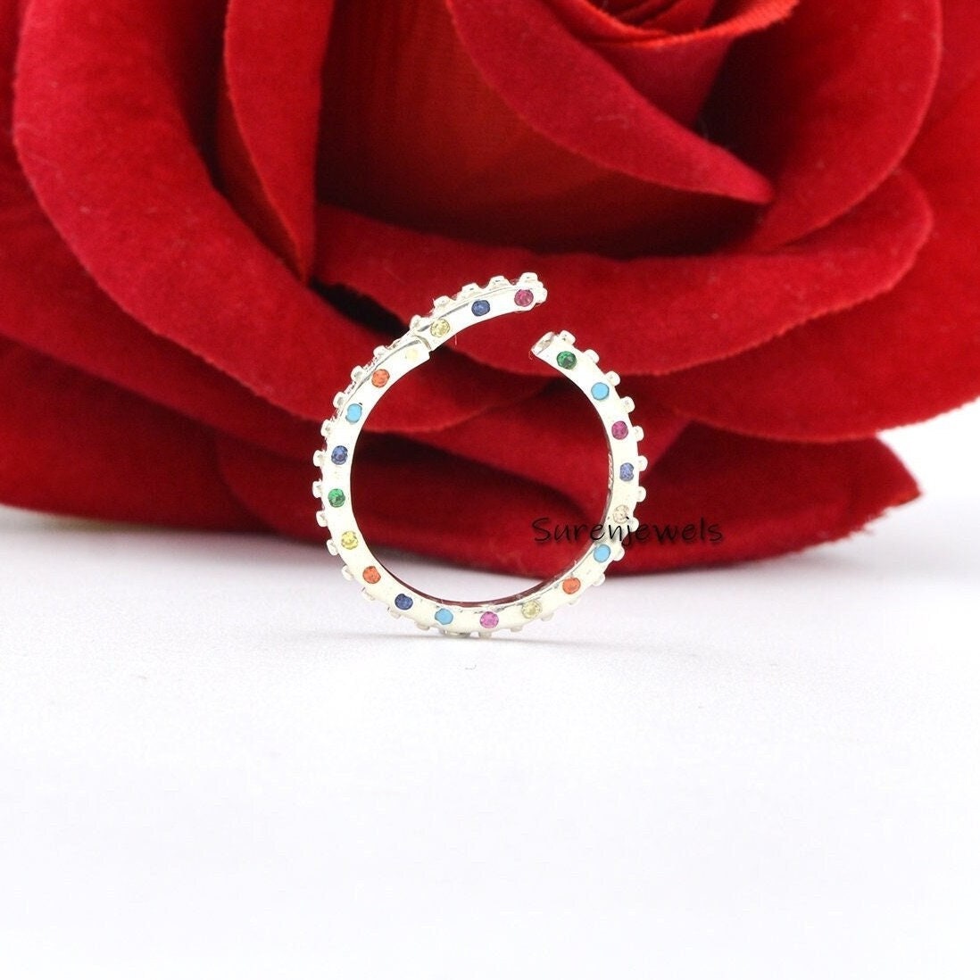 925 Silver Multi Sapphire Enhancer Lock: Handmade Charm Pendant - View 4 - Suren Jewels | SKU: SJP655-SLWGMTCS-18M-N47-18I