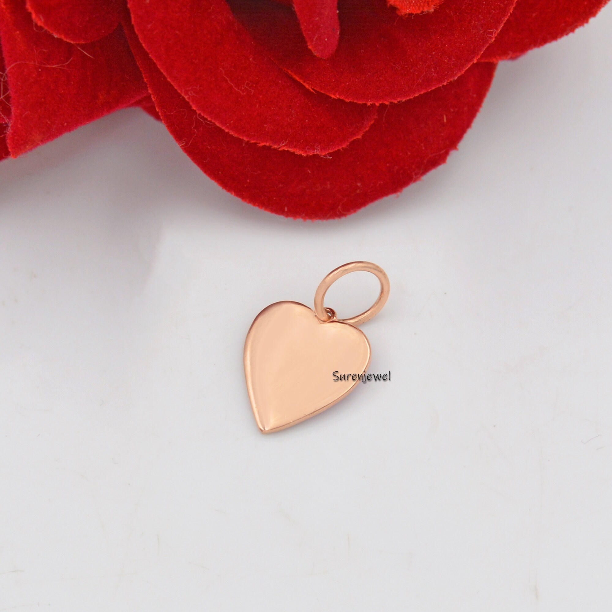 14K Gold Enamel Heart Pendant: Valentine Jewelry - View 4 - Suren Jewels | SKU: SJP507-14KYGELP-21M