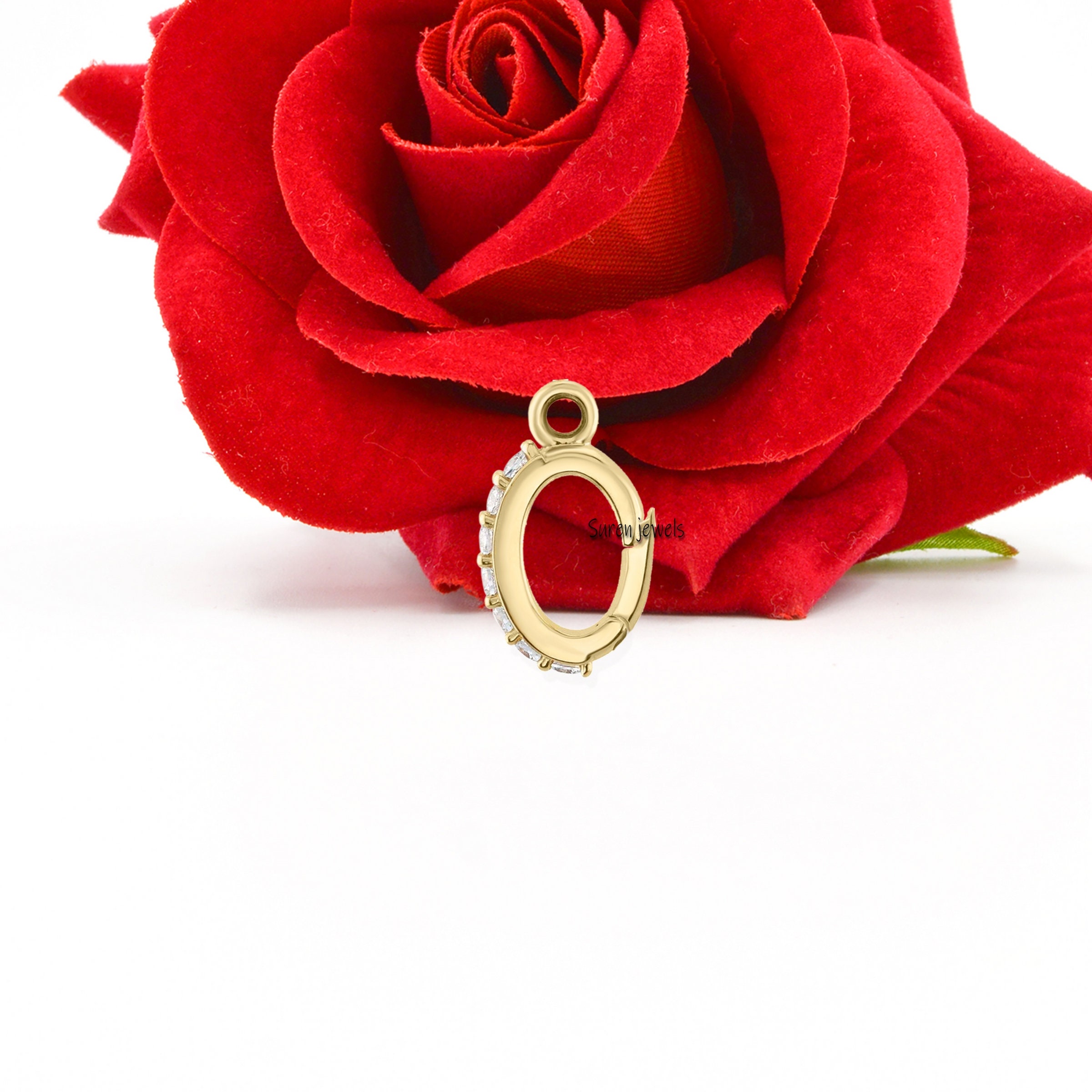 14K Gold Diamond Charm Lock: Enhancer Pendant Clasp - View 4 - Suren Jewels | SKU: SJP1462-SLYGDI