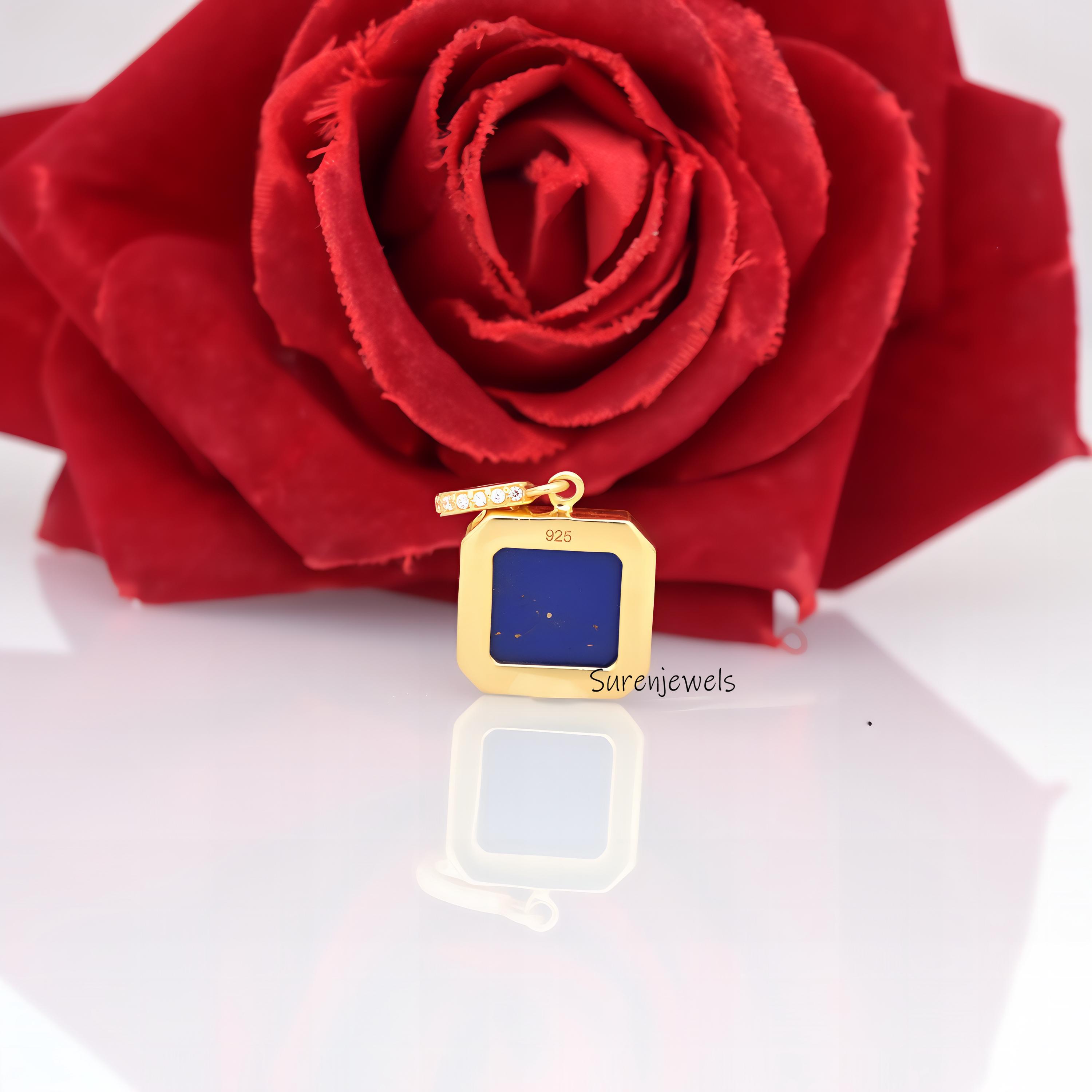 14k Gold Gemstone Star Moon Pendant: Handmade Designer Charm - View 2 - Suren Jewels | SKU: SJP4398-SLYGLPZCZ-25M