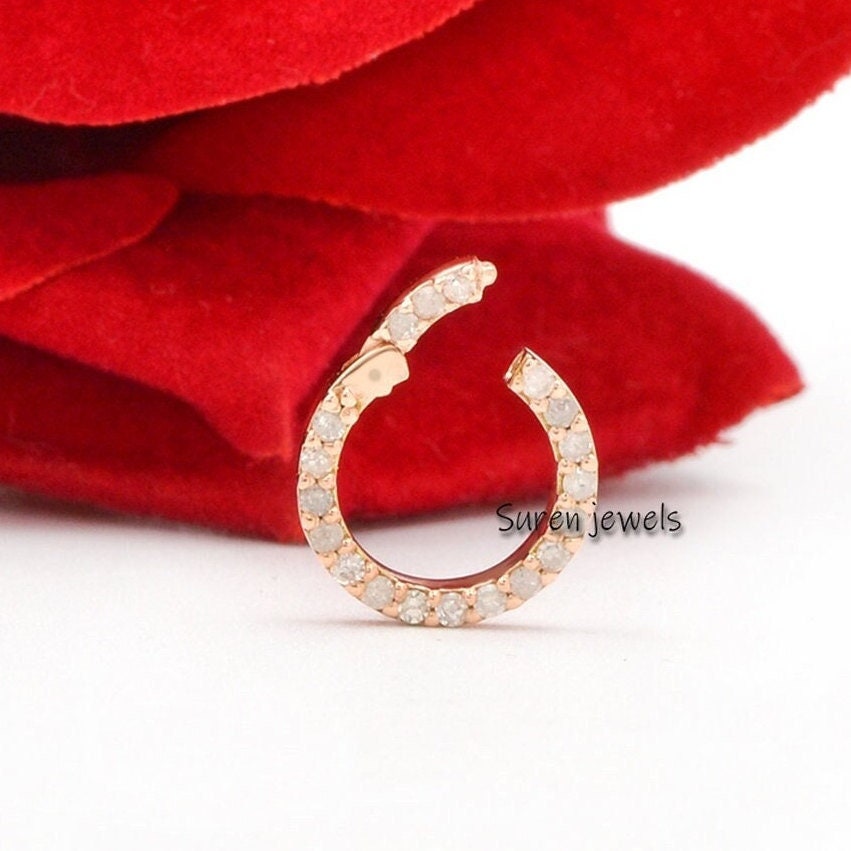 14K Yellow Gold Enhancer Clasp: Ruby & Blue Sapphire Jewelry Lock - View 2 - Suren Jewels | SKU: SJP570-14KWGDI-12M