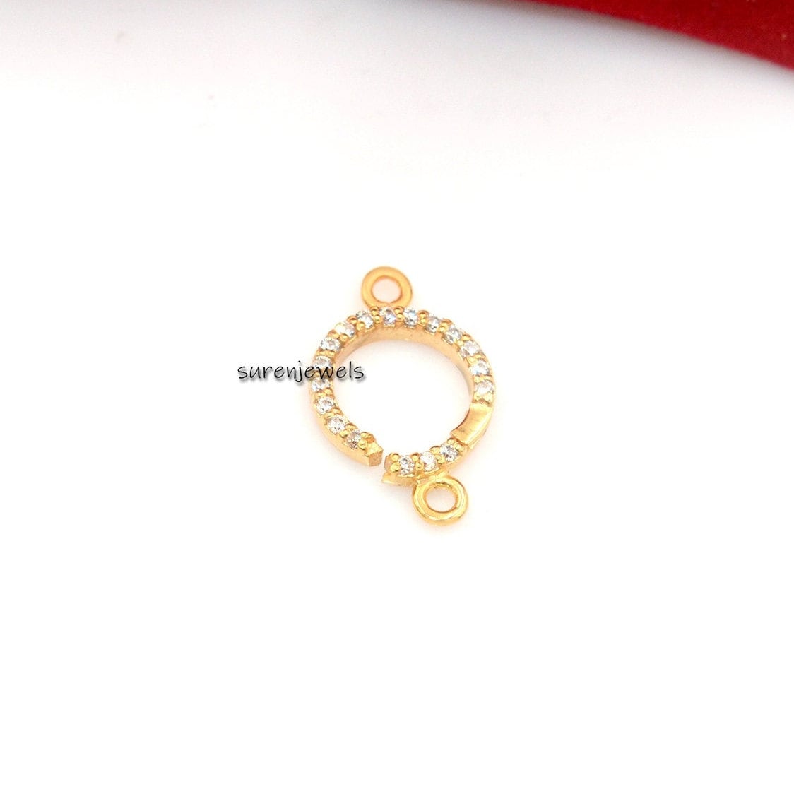 14k Gold Diamond Circle Charm Holder: Enhancer Connector - View 2 - Suren Jewels | SKU: SJF257-SLYGDI