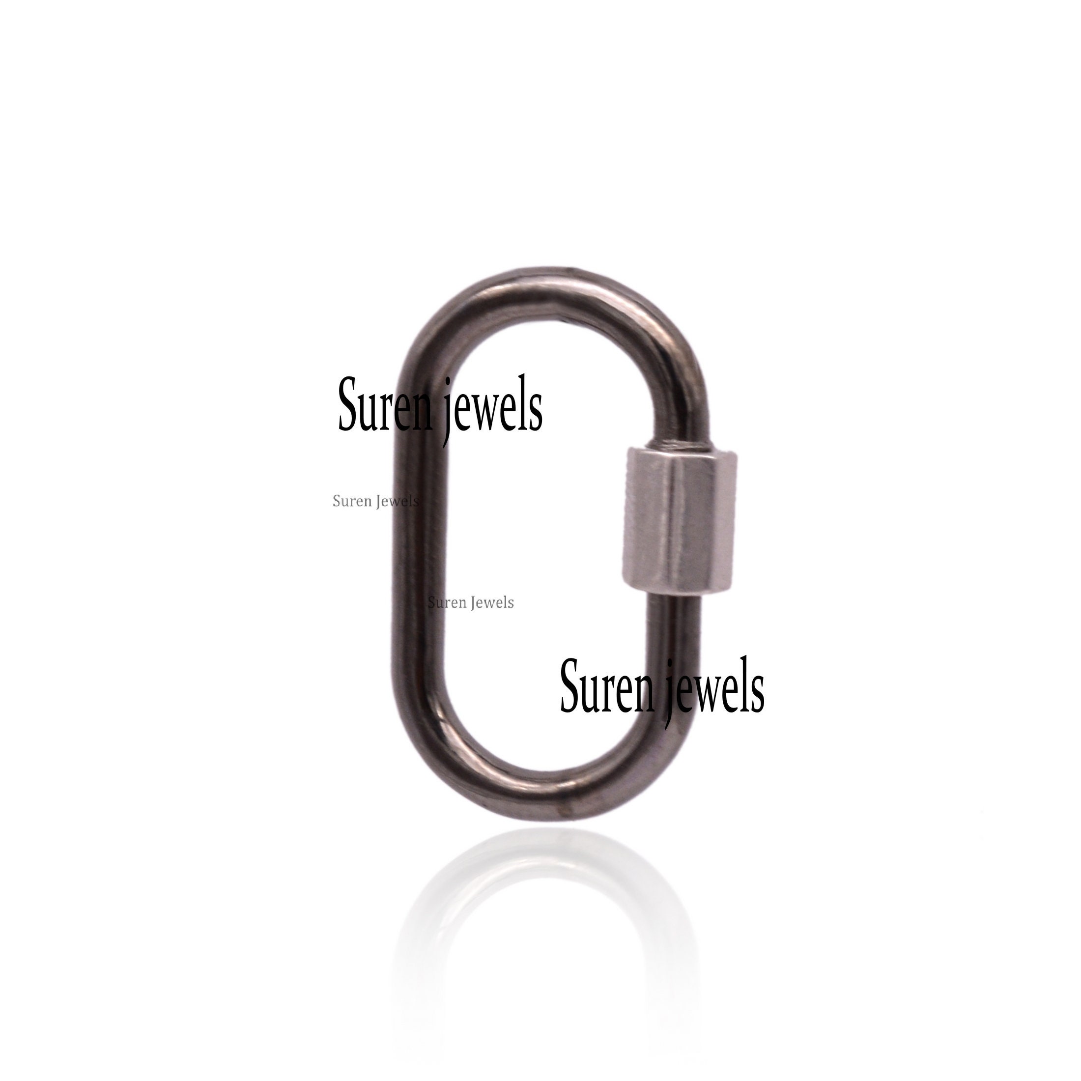 Sterling Silver Carabiner Lock: Yellow Gold Plated Screw, Jewelry Connector - View 6 - Suren Jewels | SKU: SJC130-SLRGRH-925-