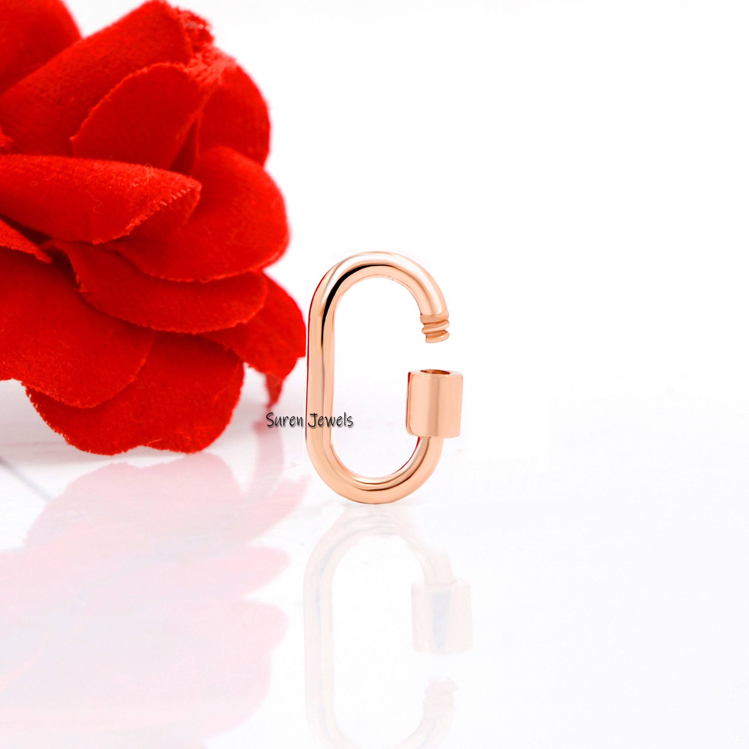 Handmade 9K Yellow Gold Carabiner Lock: Jewelry Connector - View 6 - Suren Jewels | SKU: SJC130-9KYG