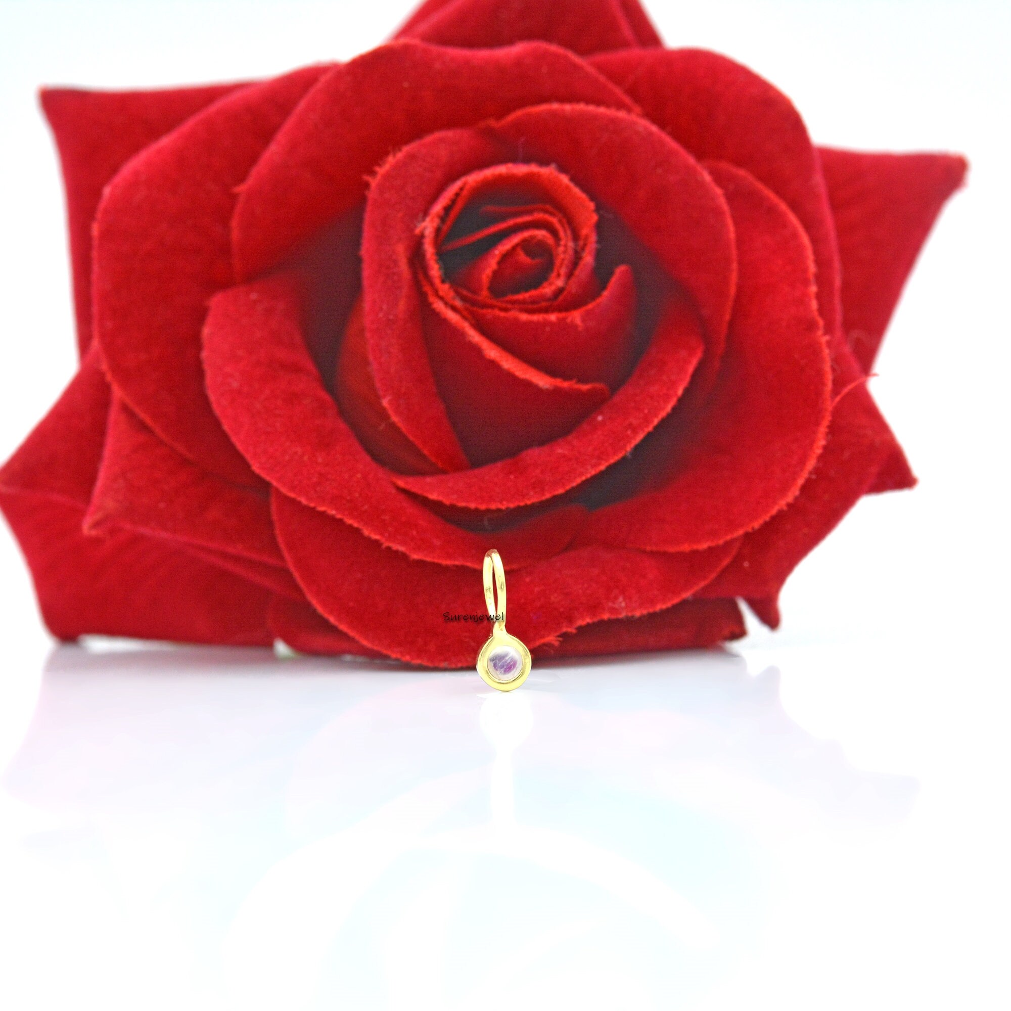 14K Gold Gemstone Drop Pendant: Dainty Charm (No Chain) - View 7 - Suren Jewels | SKU: SJP468-14KYGRM-N32-18I.-14k